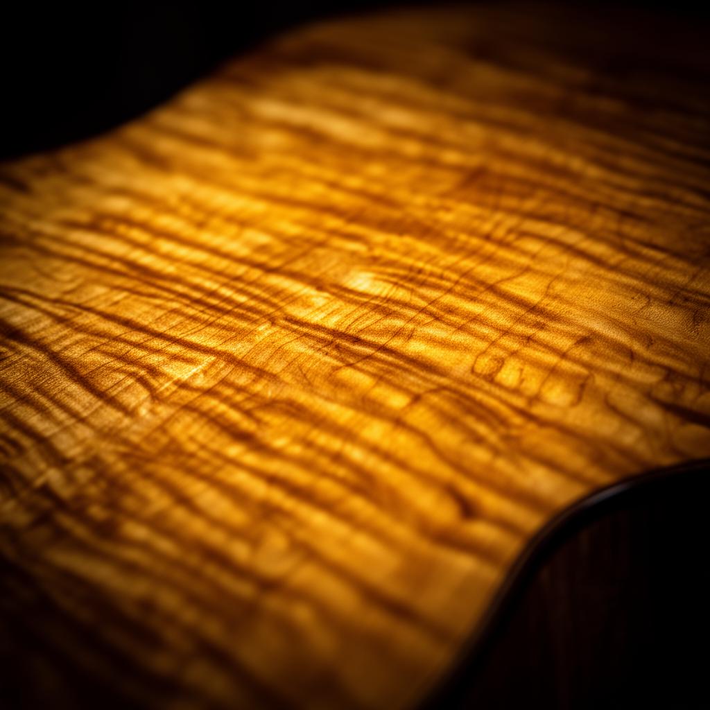 Flame maple tonewood grain close-up